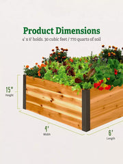 Deep Root Cedar Raised Beds, 4’ Wide (14” D)